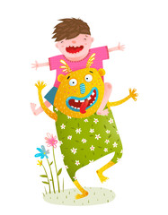 Fun colorful teasing cartoon for kids. Vector illustration.