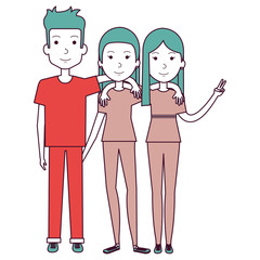 group of persons avatars characters vector illustration design