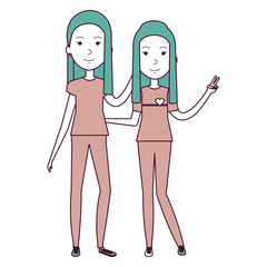 couple of female friends avatars vector illustration design