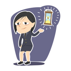 Fototapeta na wymiar Businesswoman showing her deadline hourglass– stock illustration