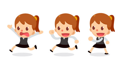 Set of tiny businesswoman character in actions.