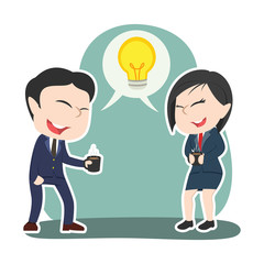 Fototapeta na wymiar Chinese business couple discussing idea– stock illustration