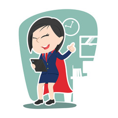 Super chinese businesswoman holding tablet– stock illustration