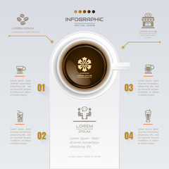 Infographics Coffee design template with icons, process diagram, vector eps10 illustration