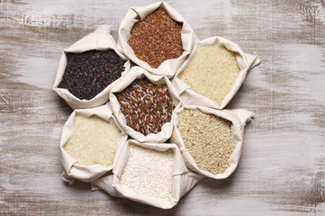 Various rice in bags