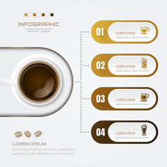 Infographics Coffee design template with icons, process diagram, vector eps10 illustration