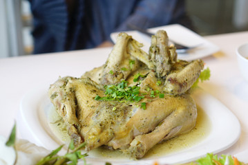Baked whole chicken with Thai herbs
