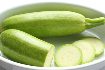 fresh zucchini in the baking dish