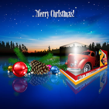 Abstract Christmas greeting with forest like and gifts