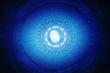Fingerprint Scanning Technology Concept 2d Illustration