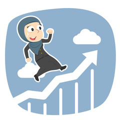 Arabian businesswoman running on raising graphic– stock illustration