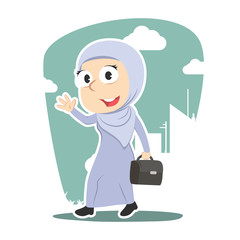Fototapeta na wymiar Arabian businesswoman going to work– stock illustration