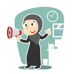 Arabian businesswoman holding megaphone– stock illustration