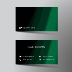 Modern business card template design. With inspiration from the abstract. Contact card for company. Two sided black and green . Vector illustration. 