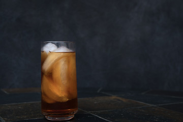 Refreshing Iced tea glass on stone countertop