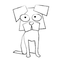 sketch draw funny doggy cartoon vector graphic design