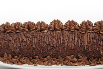 Chocolate homemade cake Close Up isolated on white background