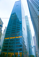 New York skyscrapers vew from street level