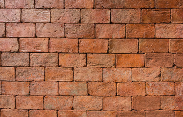 Old red brick wall texture , red background, Chanthaburi, Thailand.