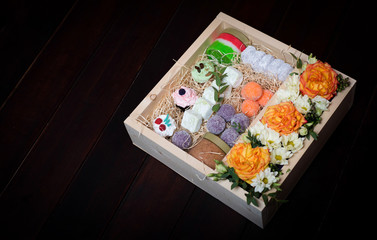 Beautiful and delicate flowers in gift boxes	
