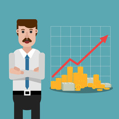 Money flat man and money graphic vector eps 10 design