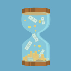 Money time flat hourglass concept  vector eps 10 design