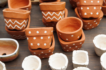 Flowerpot from earthenware. Craftmanship