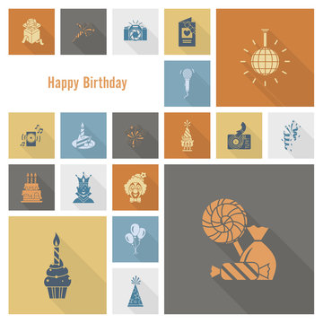 Happy Birthday Icons Set