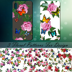 Phone cover with roses and butterflies