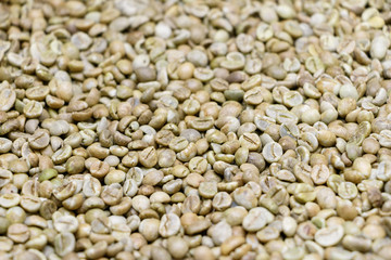 The background is green coffee