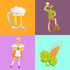 Beer and Symbols Oktoberfest Vector Illustration