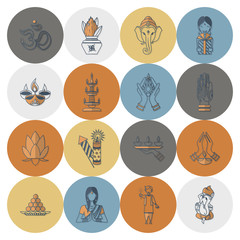 Diwali. Indian Festival Icons