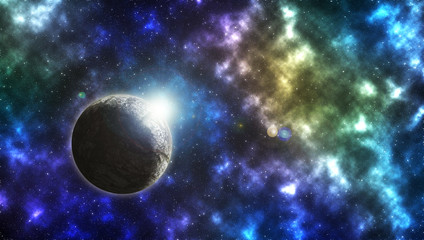 Fototapeta na wymiar Beautiful space planet and stars