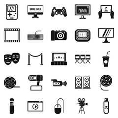 Interesting show icons set, simple style