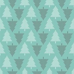 Vector seamless pattern with Christmas trees. New year background, pattern.