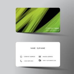 Modern business card template design. With inspiration from the abstract. Contact card for company. Two sided white and green. Vector illustration. 
