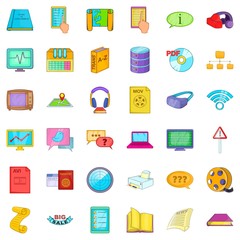 Indicator icons set, cartoon style