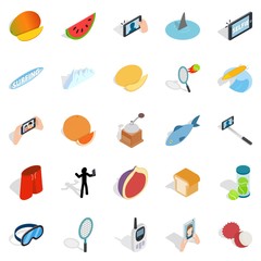 Fototapeta premium Vigorous icons set, isometric style