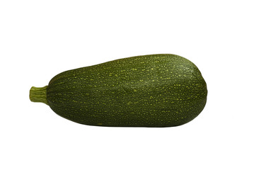 ripe green zucchini with natural yellow pattern isolated..