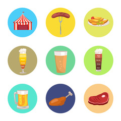 Nine Images of Octoberfest Vector Illustration