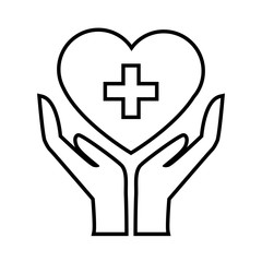 Hands with medical symbol