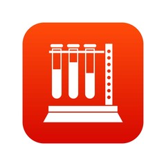 Medical test tubes in holder icon digital red