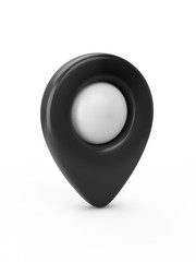 Black map pointer isolated on white background