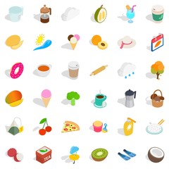 Plastic cup icons set, isometric style