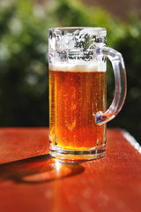 Glass of beer at the sun