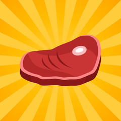 Bacon Steak on Bone Vector Illustration Isolated