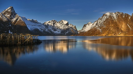 Scenic fjord on Lofoten islands, Sakrisoy
