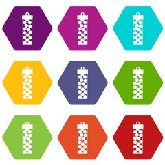 Fototapeta premium Pack with paintball bullets icon set color hexahedron