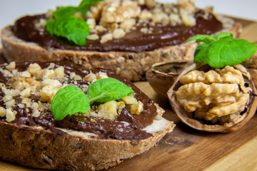 Homemade paleo vegan cream. Nutella with avocado and banana