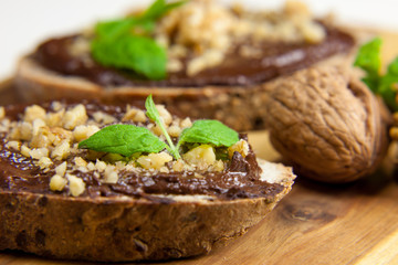 Homemade paleo vegan cream. Nutella with avocado and banana